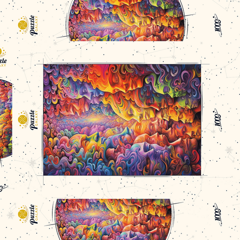 Darstellung des Puzzle Motivs Surreale Gesichter in einem lebendigen abstrakten Fluss Surreal Faces in Vivid Abstract Flow 1000 Puzzle Schachtel 3D Modell