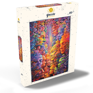 Darstellung des Puzzle Motivs Surreal Faces in Vivid Abstract Flow 100 Puzzle Schachtel Ansicht2