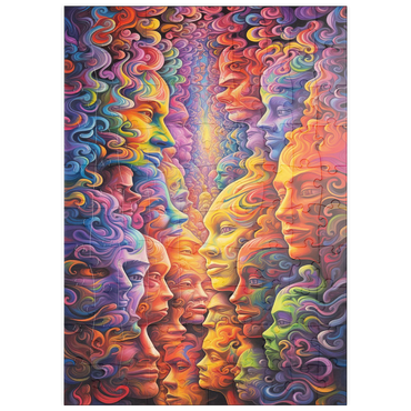 Darstellung des Puzzle Motivs puzzleplate Surreal Faces in Vivid Abstract Flow 100 Puzzle