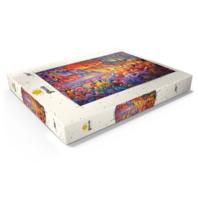 Alternative Darstellung des Puzzle-Motivs Surreale Gesichter in einem lebendigen abstrakten Fluss – Puzzleteile: 200