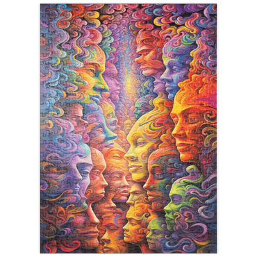 Darstellung des Puzzle Motivs puzzleplate Surreal Faces in Vivid Abstract Flow 500 Puzzle