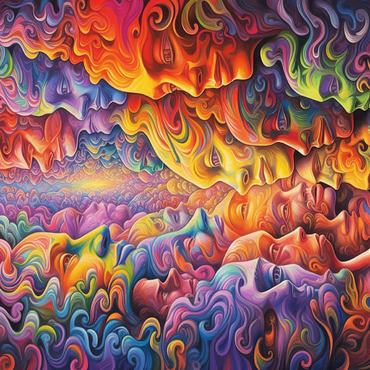 Darstellung des Puzzle Motivs Surreal Faces in Vivid Abstract Flow 500 Puzzle 3D Modell
