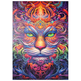 Darstellung des Puzzle Motivs Mystische psychedelische Katze - Puzzleteile: 200