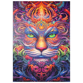 Darstellung des Puzzle Motivs Mystische psychedelische Katze - Puzzleteile: 500