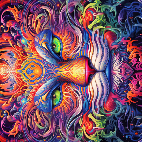 Mystical Psychedelic Cat 500 Puzzle 3D Modell