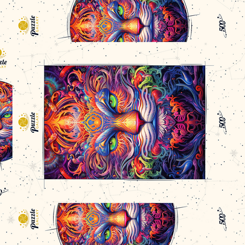 Mystical Psychedelic Cat 500 Puzzle Schachtel 3D Modell