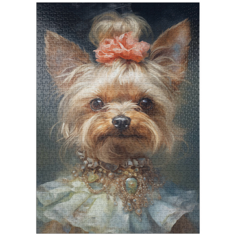 Darstellung des Puzzle Motivs Königliches viktorianisches Porträt eines Yorkshire Terrier puzzleplate Elegant Victorian Yorkshire Terrier 1000 Puzzle