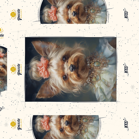 Darstellung des Puzzle Motivs Königliches viktorianisches Porträt eines Yorkshire Terrier Elegant Victorian Yorkshire Terrier 1000 Puzzle Schachtel 3D Modell