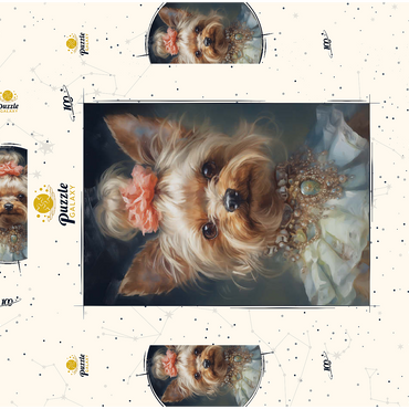Darstellung des Puzzle Motivs Elegant Victorian Yorkshire Terrier 100 Puzzle Schachtel 3D Modell