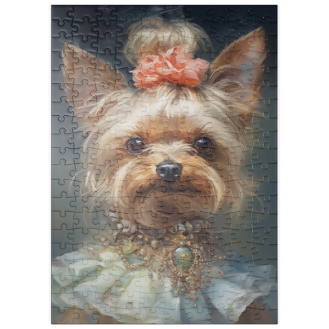 Darstellung des Puzzle Motivs Königliches viktorianisches Porträt eines Yorkshire Terrier puzzleplate Elegant Victorian Yorkshire Terrier 200 Puzzle