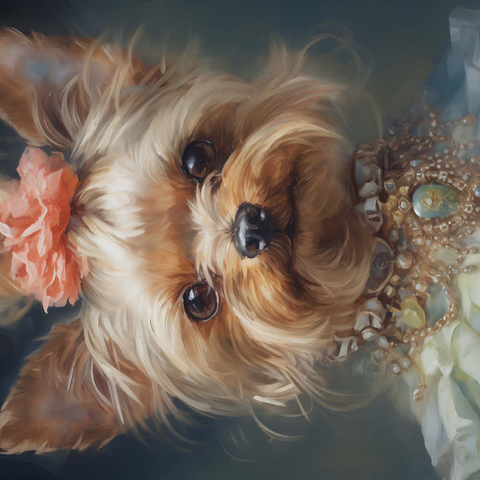 Darstellung des Puzzle Motivs Königliches viktorianisches Porträt eines Yorkshire Terrier Elegant Victorian Yorkshire Terrier 200 Puzzle 3D Modell