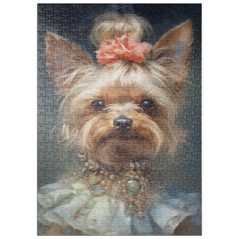 Darstellung des Puzzle Motivs Königliches viktorianisches Porträt eines Yorkshire Terrier puzzleplate Elegant Victorian Yorkshire Terrier 500 Puzzle