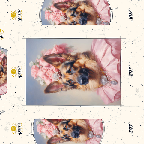 Darstellung des Puzzle Motivs Königliches viktorianisches Porträt eines Deutschen Schäferhunds Regal Victorian German Shepherd Portrait 1000 Puzzle Schachtel 3D Modell