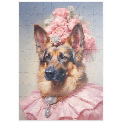 Darstellung des Puzzle Motivs Königliches viktorianisches Porträt eines Deutschen Schäferhunds puzzleplate Regal Victorian German Shepherd Portrait 100 Puzzle