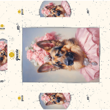 Darstellung des Puzzle Motivs Regal Victorian German Shepherd Portrait 100 Puzzle Schachtel 3D Modell