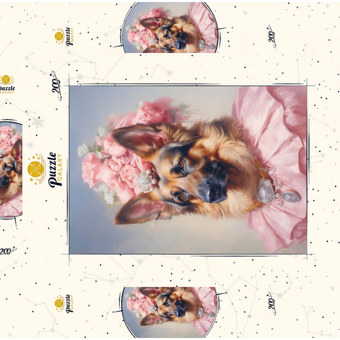 Darstellung des Puzzle Motivs Königliches viktorianisches Porträt eines Deutschen Schäferhunds Regal Victorian German Shepherd Portrait 200 Puzzle Schachtel 3D Modell