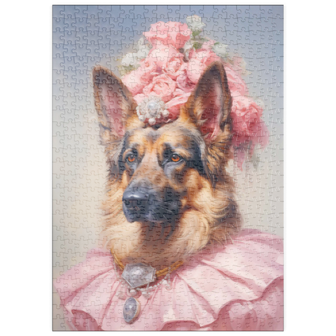 Darstellung des Puzzle Motivs Königliches viktorianisches Porträt eines Deutschen Schäferhunds puzzleplate Regal Victorian German Shepherd Portrait 500 Puzzle