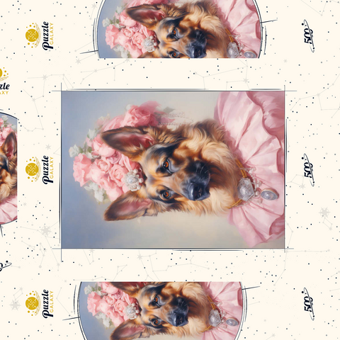 Darstellung des Puzzle Motivs Königliches viktorianisches Porträt eines Deutschen Schäferhunds Regal Victorian German Shepherd Portrait 500 Puzzle Schachtel 3D Modell