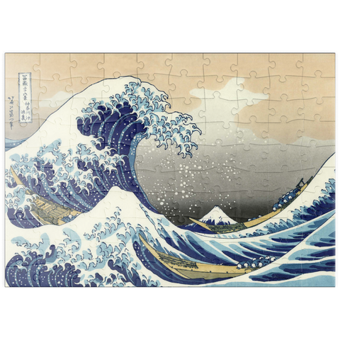 Darstellung des Puzzle Motivs Die große Welle vor Kanagawa – Ikonische japanische Kunst puzzleplate The Great Wave off Kanagawa, Katsushika Hokusai - Iconic Japanese Art 100 Puzzle