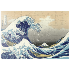Darstellung des Puzzle Motivs Die große Welle vor Kanagawa – Ikonische japanische Kunst - Puzzleteile: 100