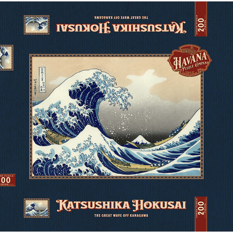 Darstellung des Puzzle Motivs Die große Welle vor Kanagawa – Ikonische japanische Kunst The Great Wave off Kanagawa, Katsushika Hokusai - Iconic Japanese Art 200 Puzzle Schachtel 3D Modell