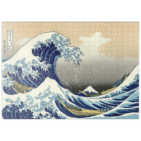 Darstellung des Puzzle Motivs Die große Welle vor Kanagawa – Ikonische japanische Kunst - Puzzleteile: 500