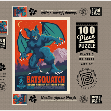 Darstellung des Puzzle Motivs Legends Of The National Parks: Mt Rainier's Batsquatch 100 Puzzle Schachtel 3D Modell