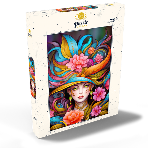 Darstellung des Puzzle Motivs Lebhafte Blumenfrau mit exotischer Eleganz Vibrant Floral Lady with Exotic Elegance 200 Puzzle Schachtel Ansicht2