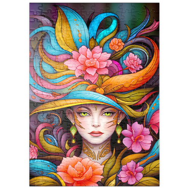 Darstellung des Puzzle Motivs puzzleplate Vibrant Floral Lady with Exotic Elegance 200 Puzzle