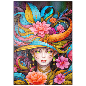 Darstellung des Puzzle Motivs Lebhafte Blumenfrau mit exotischer Eleganz - Puzzleteile: 500