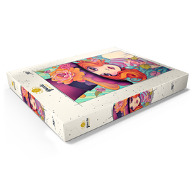 Alternative Darstellung des Puzzle-Motivs Verspielte Rothaarige mit Blumenhut – Puzzleteile: 200