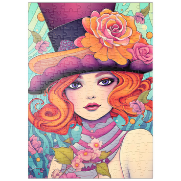 Darstellung des Puzzle Motivs puzzleplate Whimsical Redhead in Floral Top Hat 200 Puzzle