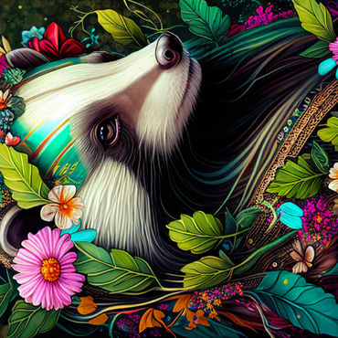 Darstellung des Puzzle Motivs Floral Crowned Badger in Enchanted Forest 100 Puzzle 3D Modell