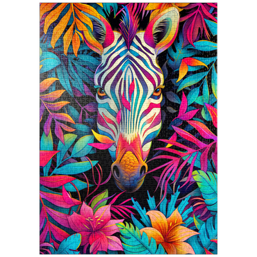 Darstellung des Puzzle Motivs puzzleplate Vibrant Zebra in Tropical Jungle 1000 Puzzle