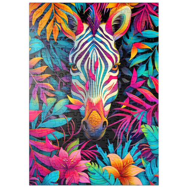 Darstellung des Puzzle Motivs puzzleplate Vibrant Zebra in Tropical Jungle 200 Puzzle