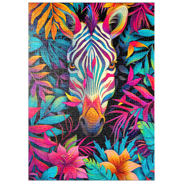 Darstellung des Puzzle Motivs puzzleplate Vibrant Zebra in Tropical Jungle 500 Puzzle