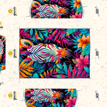 Darstellung des Puzzle Motivs Vibrant Zebra in Tropical Jungle 500 Puzzle Schachtel 3D Modell