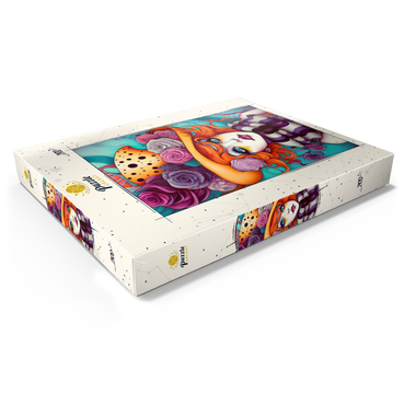 Darstellung des Puzzle Motivs Whimsical Portrait of a Woman with Orange Hair and Floral Hat 200 Puzzle Schachtel Ansicht1