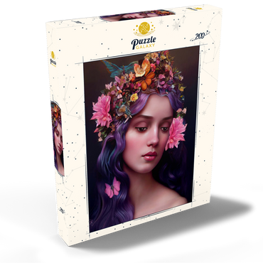 Darstellung des Puzzle Motivs Ethereal Woman with Floral Crown and Violet Hair 200 Puzzle Schachtel Ansicht2