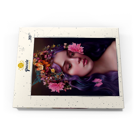 Darstellung des Puzzle Motivs Ätherische Frau mit Blumenkranz und violettem Haar Ethereal Woman with Floral Crown and Violet Hair 200 Puzzle Schachtel Ansicht3