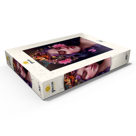 Alternative Darstellung des Puzzle-Motivs Ätherische Frau mit Blumenkranz und violettem Haar – Puzzleteile: 500