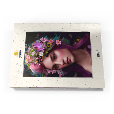 Darstellung des Puzzle Motivs Elegant Woman with Floral Crown and Butterfly Accents 1000 Puzzle Schachtel Ansicht3