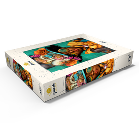 Alternative Darstellung des Puzzle-Motivs Steampunk-Frau mit Blumenhut und Zahnrädern – Puzzleteile: 1000