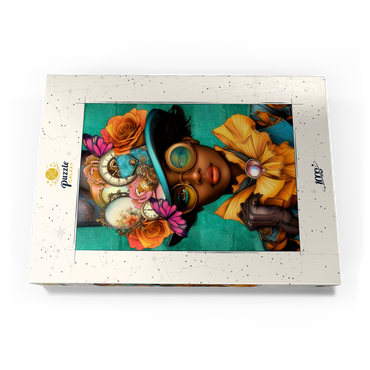 Darstellung des Puzzle Motivs Steampunk Woman with Floral Hat and Gears 1000 Puzzle Schachtel Ansicht3