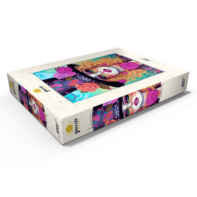 Darstellung des Puzzle Motivs Retro-Glamour-Frau mit floralem Zylinderhut - Puzzleteile: 1000