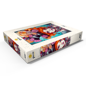 Alternative Darstellung des Puzzle-Motivs Verspielte Frau mit gestreiftem Zylinderhut und floralen Akzenten – Puzzleteile: 1000