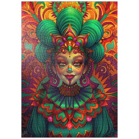 Darstellung des Puzzle Motivs Lebhafte Fantasiefigur in kunstvoller traditioneller Tracht puzzleplate Vibrant Fantasy Woman in Ornate Cultural Attire 1000 Puzzle