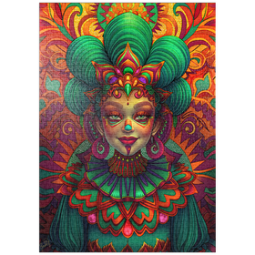 Darstellung des Puzzle Motivs Lebhafte Fantasiefigur in kunstvoller traditioneller Tracht - Puzzleteile: 1000