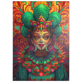Darstellung des Puzzle Motivs Lebhafte Fantasiefigur in kunstvoller traditioneller Tracht - Puzzleteile: 100