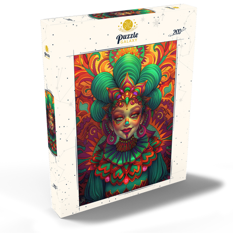 Darstellung des Puzzle Motivs Lebhafte Fantasiefigur in kunstvoller traditioneller Tracht Vibrant Fantasy Woman in Ornate Cultural Attire 200 Puzzle Schachtel Ansicht2